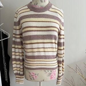 Abercrombie & Fitch Striped Women's Sweater in Cream and Brown